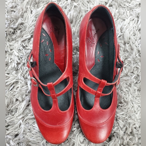 Dromedaris Red Mary Jane Heeled Loafers Size 9 - Picture 7 of 7